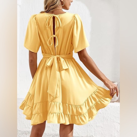 Imily Bela V-Neck High Waist Ruffled Swing Dress - Picture 6 of 7